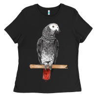 Black African Gray Parrot Bird Ladies Tee - LillyAllenDesigns