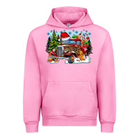 Fuchsia Pink Christmas truck Urban Hoodie - CowhideDigitalArt