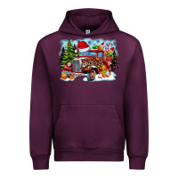 Mauve Wine Christmas truck Urban Hoodie - CowhideDigitalArt