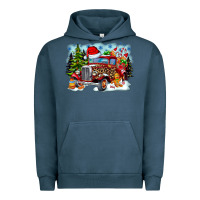 Pigment Midnight Navy Christmas truck Urban Hoodie - CowhideDigitalArt
