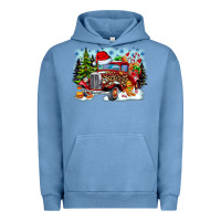 Pigment Pebble Blue Christmas truck Urban Hoodie - CowhideDigitalArt