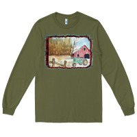 Army Green Christmas Barn Tractor Snow Long Sleeve Tee - Bettercallsaul