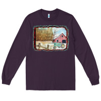 Plum Christmas Barn Tractor Snow Long Sleeve Tee - Bettercallsaul