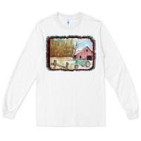 White Christmas Barn Tractor Snow Long Sleeve Tee - Bettercallsaul