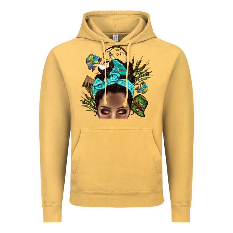 Lake Camping Afro Messy Bun Bbs Vintage Hoodie by BundleAndBundleShop | Teevron