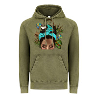Vintage Olive Lake Camping Afro Messy Bun Bbs Vintage Hoodie - BundleAndBundleShop