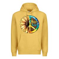 Antique Gold Hippie Soul with Sunflower and Leopard Background Premium Hoodie - JahusDesignShop