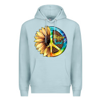 Blue Mist Hippie Soul with Sunflower and Leopard Background Premium Hoodie - JahusDesignShop