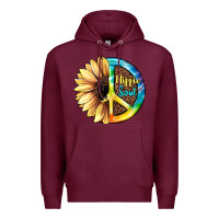 Burgundy Hippie Soul with Sunflower and Leopard Background Premium Hoodie - JahusDesignShop