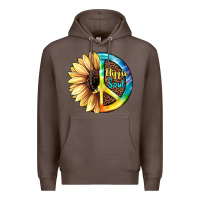 Coffee Hippie Soul with Sunflower and Leopard Background Premium Hoodie - JahusDesignShop