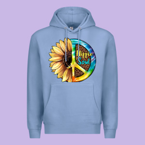 Hippie Soul With Sunflower And Leopard Background Premium Hoodie Designed By Jahusdesignshop