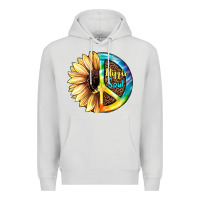 Dove Grey Hippie Soul with Sunflower and Leopard Background Premium Hoodie - JahusDesignShop