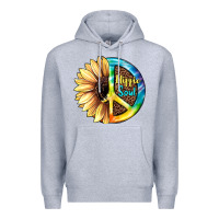 Heather Grey Hippie Soul with Sunflower and Leopard Background Premium Hoodie - JahusDesignShop