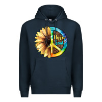 Navy Hippie Soul with Sunflower and Leopard Background Premium Hoodie - JahusDesignShop