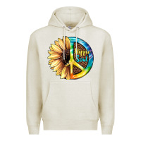Oatmeal Heather Hippie Soul with Sunflower and Leopard Background Premium Hoodie - JahusDesignShop