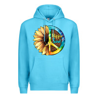 Ocean Blue Hippie Soul with Sunflower and Leopard Background Premium Hoodie - JahusDesignShop