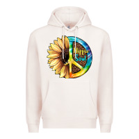 Pale Pink Hippie Soul with Sunflower and Leopard Background Premium Hoodie - JahusDesignShop