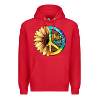 Red Hippie Soul with Sunflower and Leopard Background Premium Hoodie - JahusDesignShop