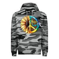 Slate Camo Hippie Soul with Sunflower and Leopard Background Premium Hoodie - JahusDesignShop