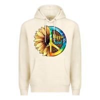 Tofu Hippie Soul with Sunflower and Leopard Background Premium Hoodie - JahusDesignShop