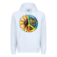 White Hippie Soul with Sunflower and Leopard Background Premium Hoodie - JahusDesignShop