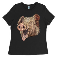 Black american yorkshire pig face Ladies Tee - LillyAllenDesigns