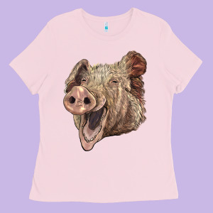 American Yorkshire Pig Face Ladies Tee Designed By Lillyallendesigns