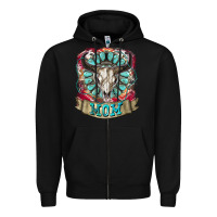 Black Mom Bull Skull Mother's Day Zipper Hoodie - CowGirlArtShop