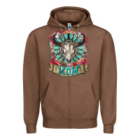 Chestnut Mom Bull Skull Mother's Day Zipper Hoodie - CowGirlArtShop