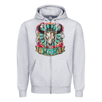 Heather Grey Mom Bull Skull Mother's Day Zipper Hoodie - CowGirlArtShop