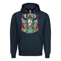 Navy Mom Bull Skull Mother's Day Zipper Hoodie - CowGirlArtShop