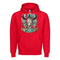 Red Mom Bull Skull Mother's Day Zipper Hoodie - CowGirlArtShop