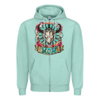 Seafoam Mom Bull Skull Mother's Day Zipper Hoodie - CowGirlArtShop