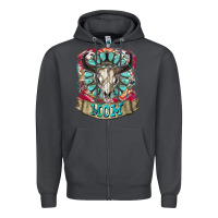 Smoke Mom Bull Skull Mother's Day Zipper Hoodie - CowGirlArtShop