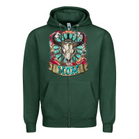Sports Green Mom Bull Skull Mother's Day Zipper Hoodie - CowGirlArtShop
