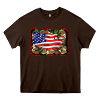 Chocolate Brown distressed american flag Heavy Core Tee - BarkalooDesign