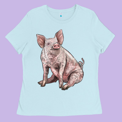 American Yorkshire Pig Ladies Tee Designed By Lillyallendesigns