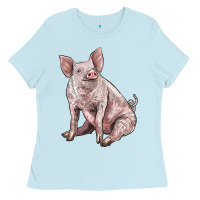 Baby Blue american yorkshire pig Ladies Tee - LillyAllenDesigns