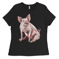 Black american yorkshire pig Ladies Tee - LillyAllenDesigns