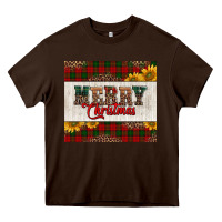 Chocolate Brown merry Christmas sunflowers Heavy Core Tee - Jasminsmagicworld