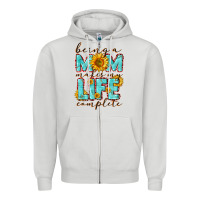 Dove Grey Being a Mom makes my life complete Mother's Day Zipper Hoodie - CowGirlArtShop