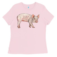 Bubblegum Pink american yorkshire pig  baby Ladies Tee - LillyAllenDesigns