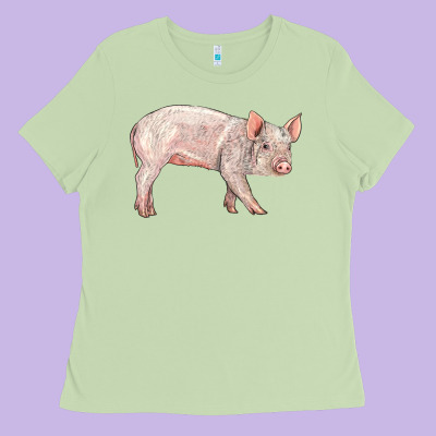 American Yorkshire Pig  Baby Ladies Tee Designed By Lillyallendesigns