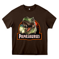 Chocolate Brown Western Papasaurus Papa Dinosaur Heavy Core Tee - LillyAllenDesigns
