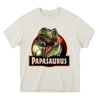 Cream Western Papasaurus Papa Dinosaur Heavy Core Tee - LillyAllenDesigns