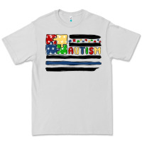 Dove Grey autism usa flag Premium Tee - MaliasSmallBusiness