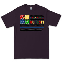 Plum autism usa flag Premium Tee - MaliasSmallBusiness