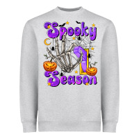 Heather Grey Spooky Season On Heavyweight Sweatshirt - texasbilliewilder