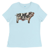 Baby Blue Spotted Pig Ladies Tee - LillyAllenDesigns