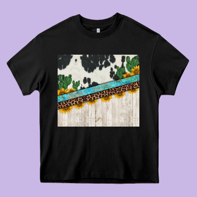 Cowhide Sunflowers Cactus Heavy Core Tee Designed By Jasminsmagicworld